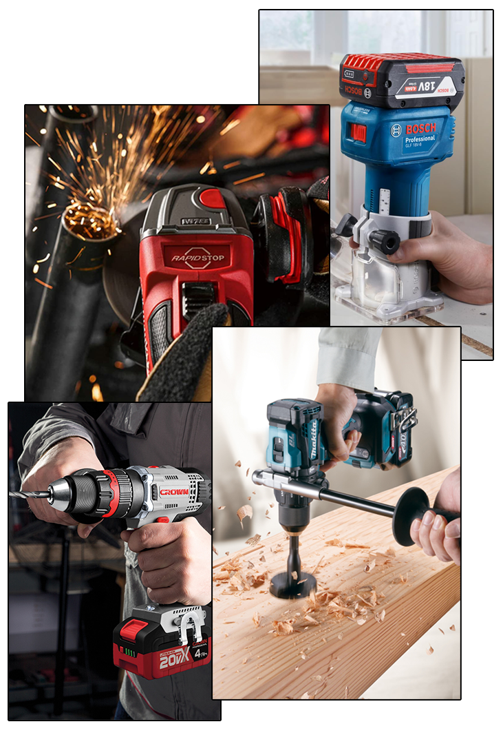 makita, bosch, crown, milwaukee Elettroutensili al lavoro
